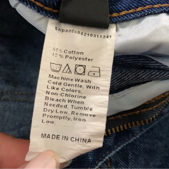 COPY - Shein Denim straight-leg jeans dark blue retro patterns - Picture 7 of 7